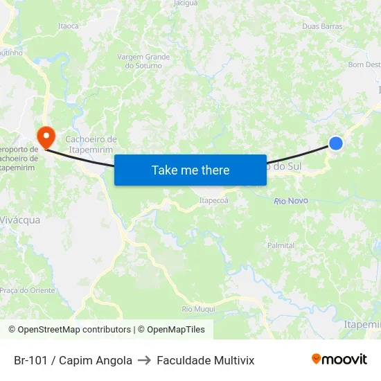 Br-101 / Capim Angola to Faculdade Multivix map