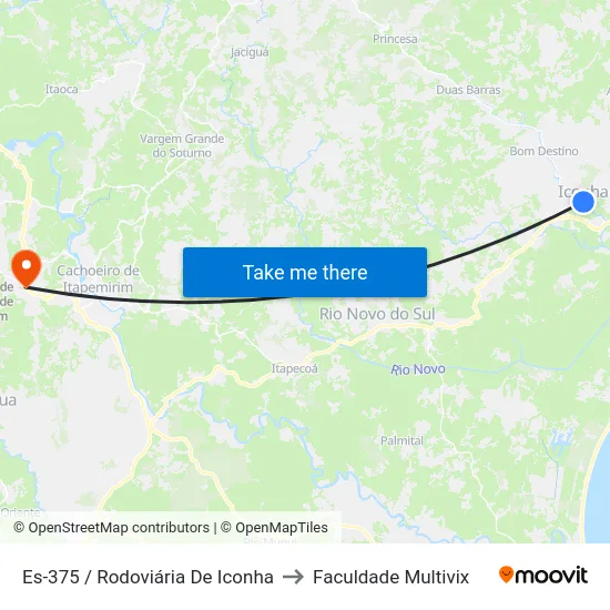 Es-375 / Rodoviária De Iconha to Faculdade Multivix map