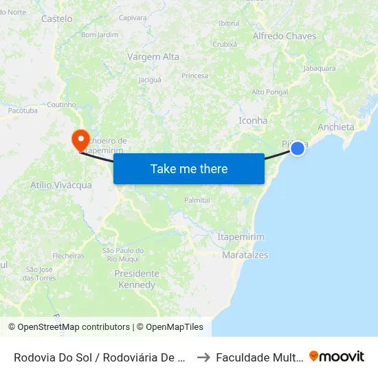 Rodovia Do Sol / Rodoviária De Piúma to Faculdade Multivix map