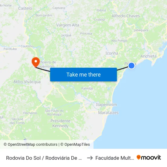 Rodovia Do Sol / Rodoviária De Piúma to Faculdade Multivix map