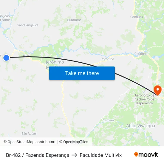 Br-482 / Fazenda Esperança to Faculdade Multivix map