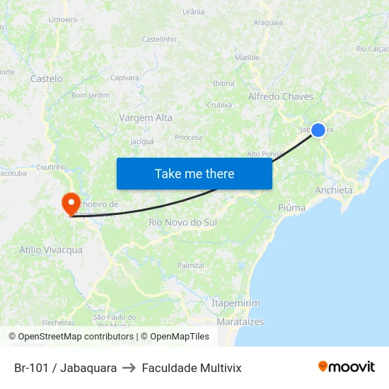Br-101 / Jabaquara to Faculdade Multivix map