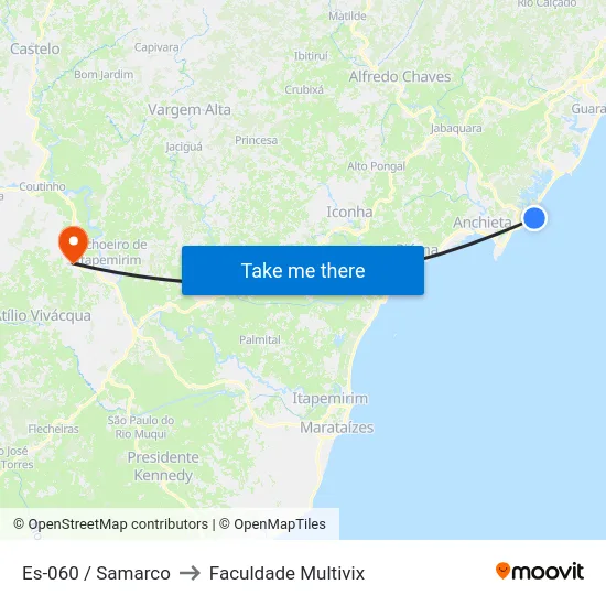 Es-060 / Samarco to Faculdade Multivix map