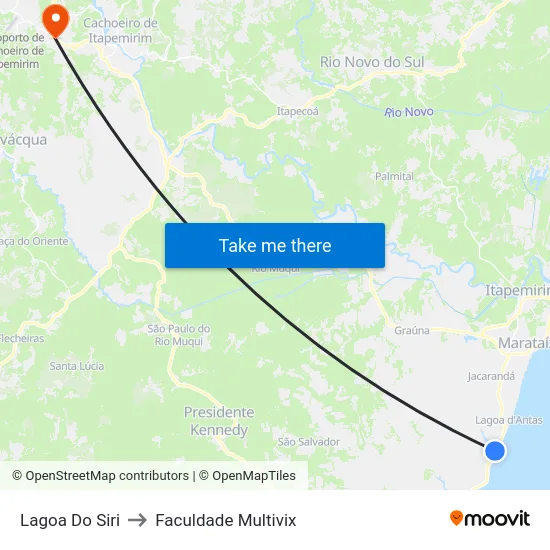 Lagoa Do Siri to Faculdade Multivix map
