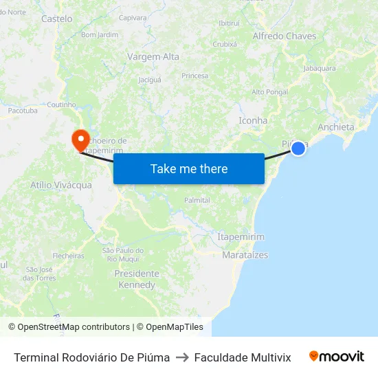 Terminal Rodoviário De Piúma to Faculdade Multivix map