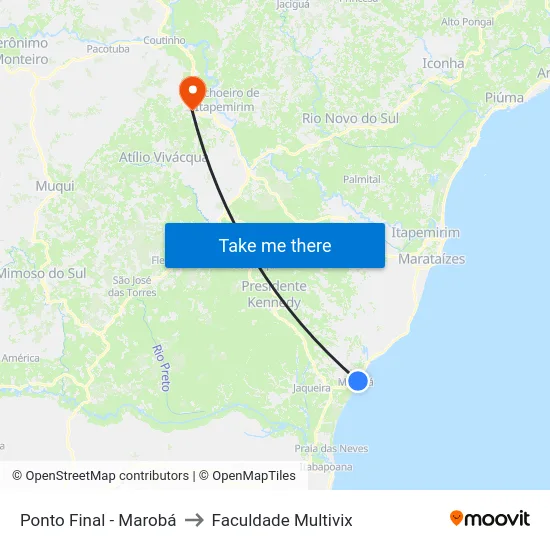 Ponto Final - Marobá to Faculdade Multivix map