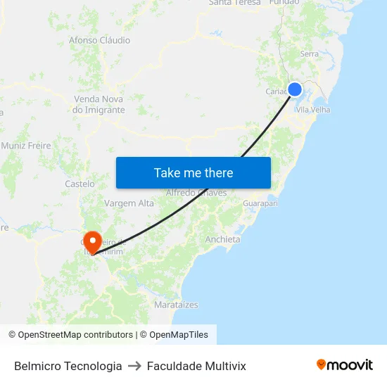 Belmicro Tecnologia to Faculdade Multivix map