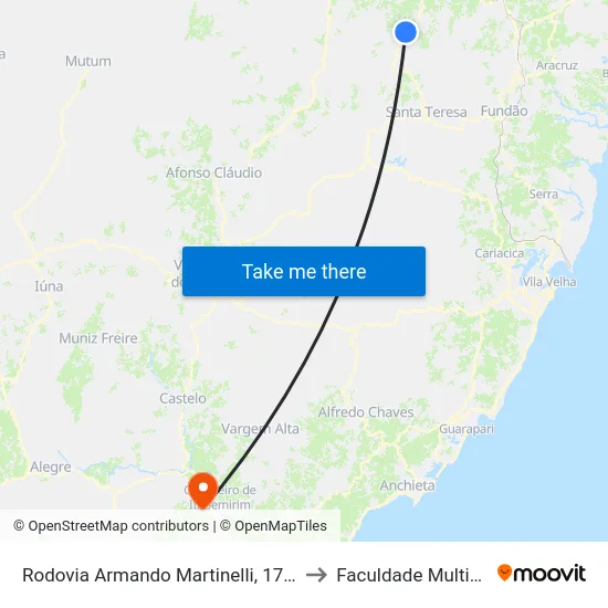 Rodovia Armando Martinelli, 1760 to Faculdade Multivix map