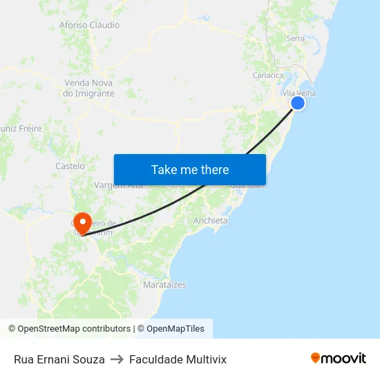 Rua Ernani Souza to Faculdade Multivix map
