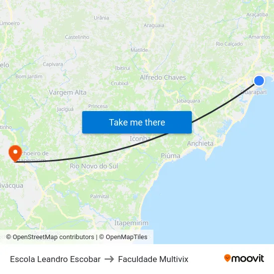 Escola Leandro Escobar to Faculdade Multivix map