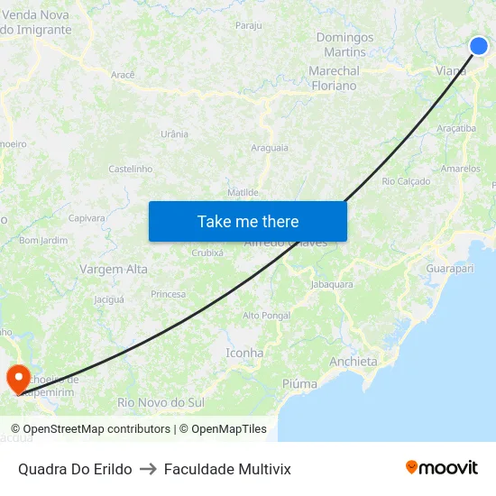 Quadra Do Erildo to Faculdade Multivix map