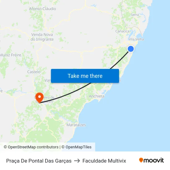 Praça De Pontal Das Garças to Faculdade Multivix map