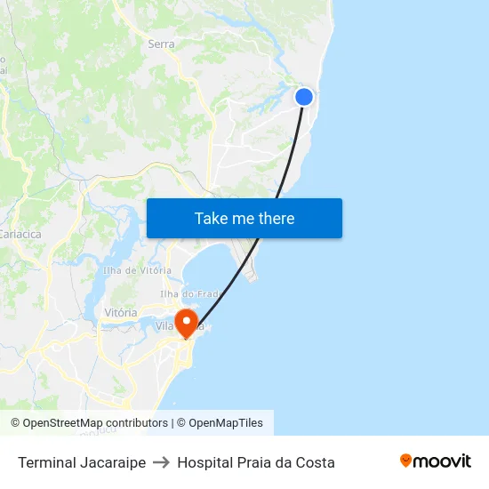 Terminal Jacaraipe to Hospital Praia da Costa map