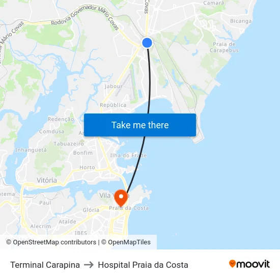 Terminal Carapina to Hospital Praia da Costa map