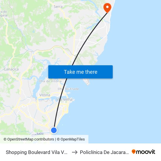 Shopping Boulevard Vila Velha to Policlínica De Jacaraípe map