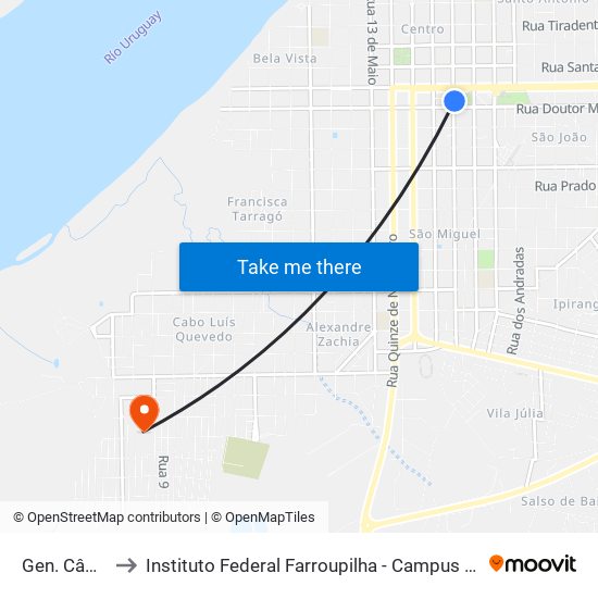 Gen. Câmara to Instituto Federal Farroupilha - Campus Uruguaiana map