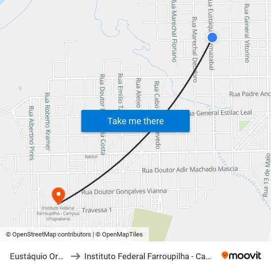 Eustáquio Ormazabal to Instituto Federal Farroupilha - Campus Uruguaiana map