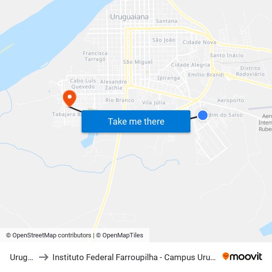 Uruguai to Instituto Federal Farroupilha - Campus Uruguaiana map