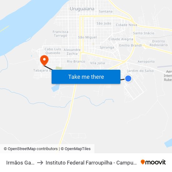 Irmãos Galante to Instituto Federal Farroupilha - Campus Uruguaiana map