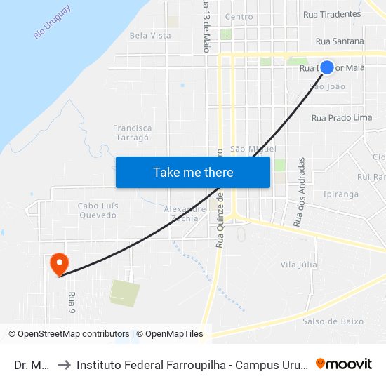 Dr. Maia to Instituto Federal Farroupilha - Campus Uruguaiana map