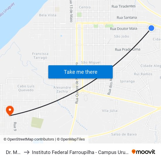 Dr. Maia to Instituto Federal Farroupilha - Campus Uruguaiana map