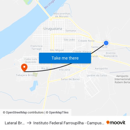 Lateral Br-472 to Instituto Federal Farroupilha - Campus Uruguaiana map