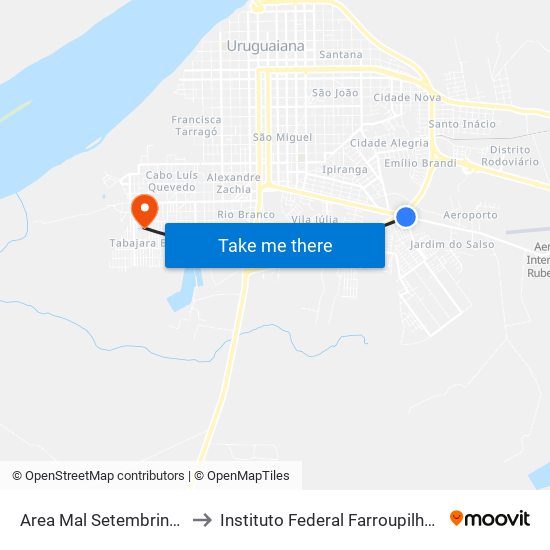 Area Mal Setembrino De Carvalho, 39 to Instituto Federal Farroupilha - Campus Uruguaiana map