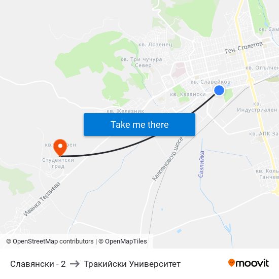 Славянски - 2 to Тракийски Университет map