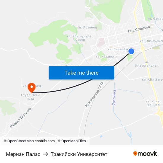 Мериан Палас to Тракийски Университет map