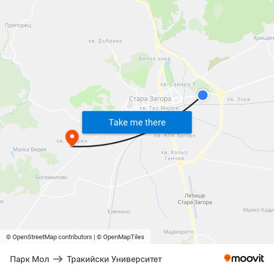 Парк Мол to Тракийски Университет map