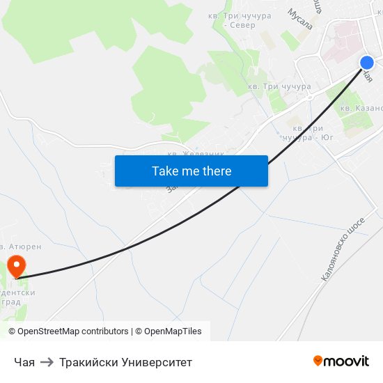 Чая to Тракийски Университет map