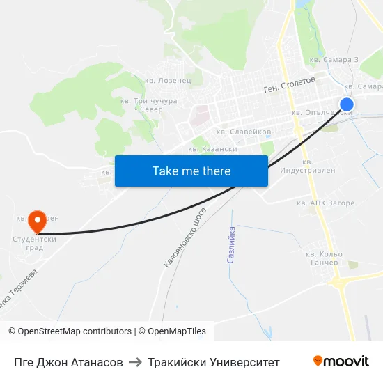 Пге Джон Атанасов to Тракийски Университет map