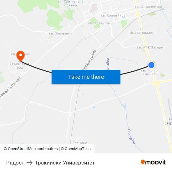 Радост to Тракийски Университет map