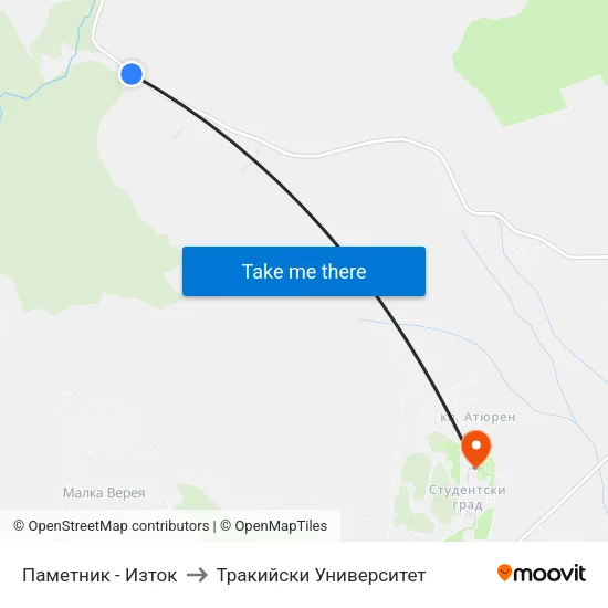 Паметник - Изток to Тракийски Университет map