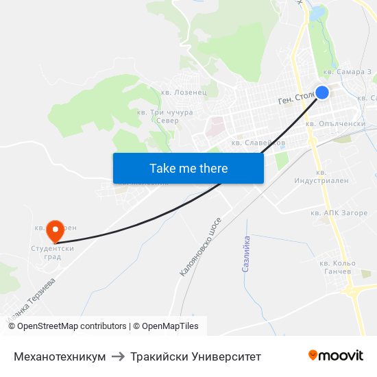 Механотехникум to Тракийски Университет map