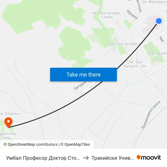 Умбал Професор Доктор Стоян Киркович to Тракийски Университет map
