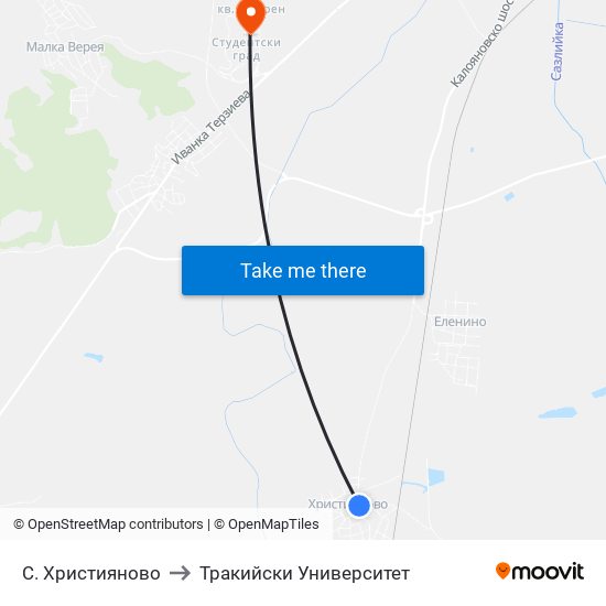 С. Християново to Тракийски Университет map