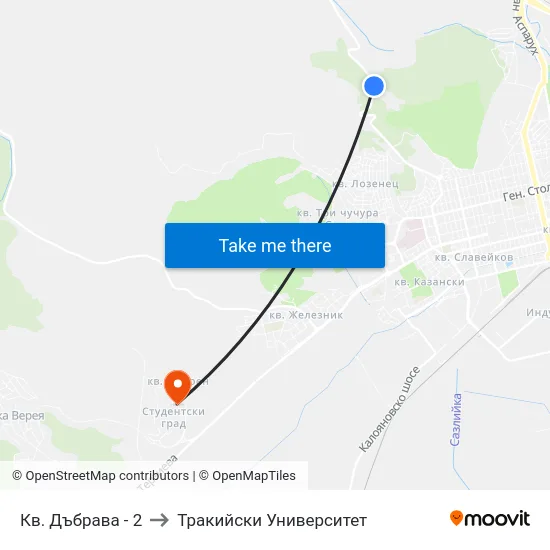 Кв. Дъбрава - 2 to Тракийски Университет map