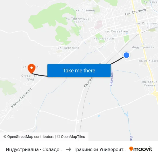 Индустриална - Складове to Тракийски Университет map