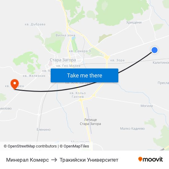 Минерал Комерс to Тракийски Университет map