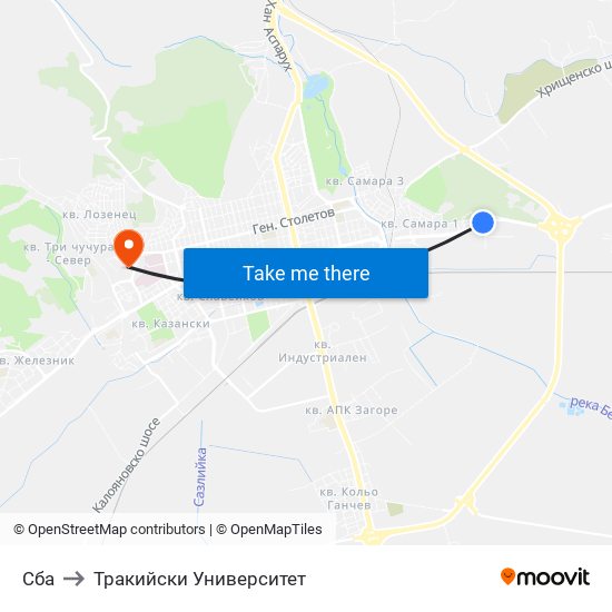 Сба to Тракийски Университет map