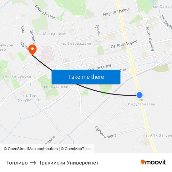 Топливо to Тракийски Университет map