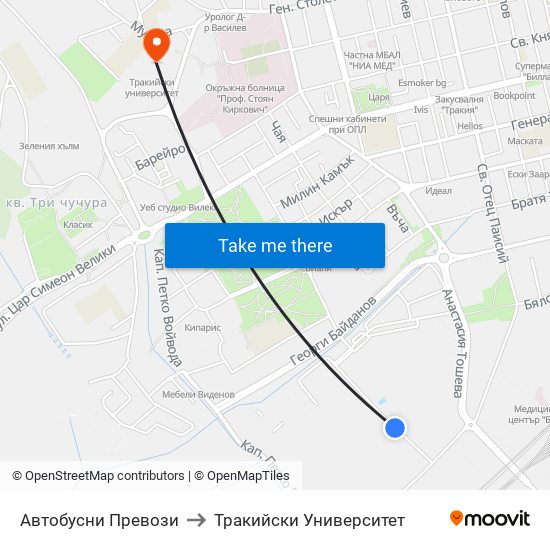 Автобусни Превози to Тракийски Университет map