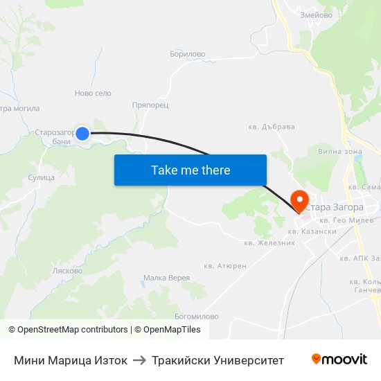 Мини Марица Изток to Тракийски Университет map