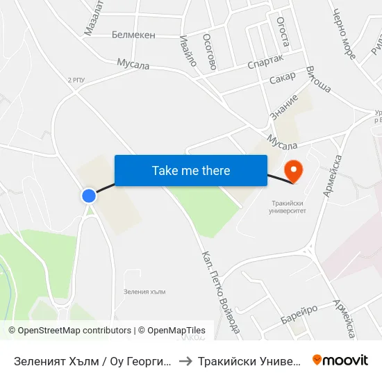 Зеленият Хълм / Оу Георги Райчев to Тракийски Университет map