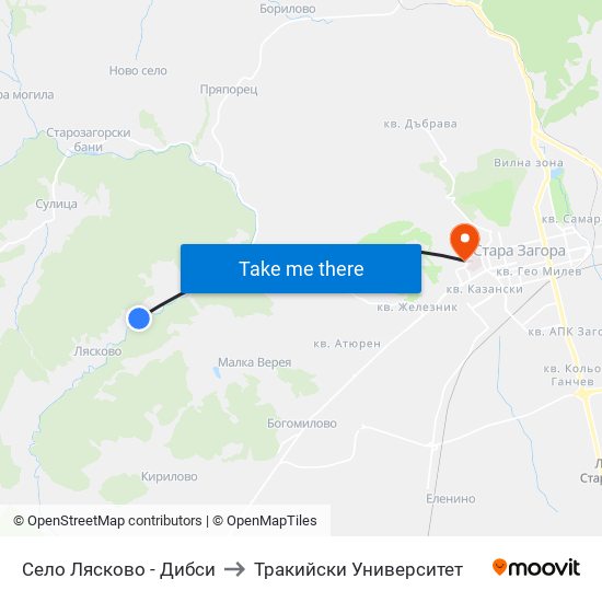 Село Лясково - Дибси to Тракийски Университет map