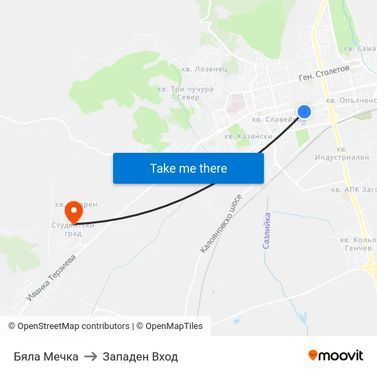 Бяла Мечка to Западен Вход map