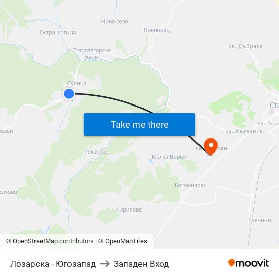 Лозарска - Югозапад to Западен Вход map