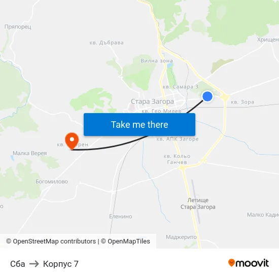 Сба to Корпус 7 map