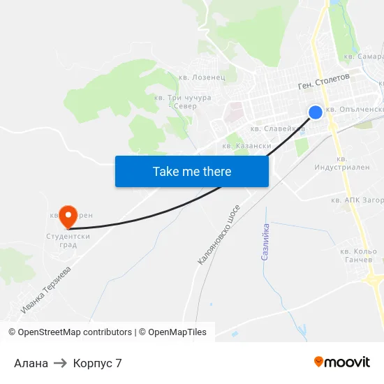 Алана to Корпус 7 map